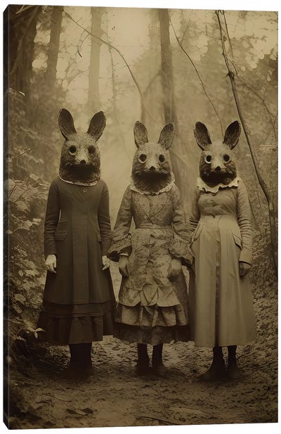 Rabbit Cult Of The Forest Canvas Art Print - Monster Art