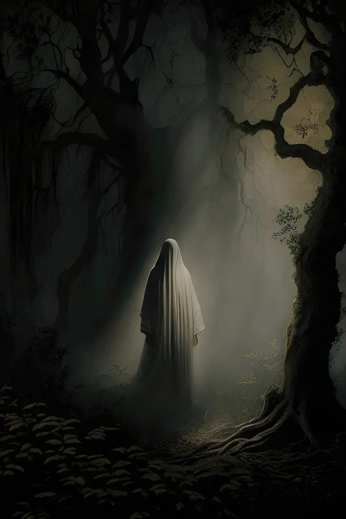 Ghost In The Forest By Moonlight Canva - Canvas Wall Art | Bona Fidesa