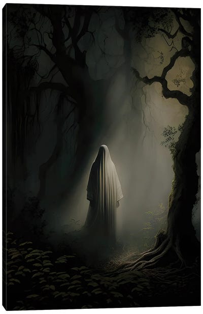 Ghost In The Forest By Moonlight Canvas Art Print - Ghost Art