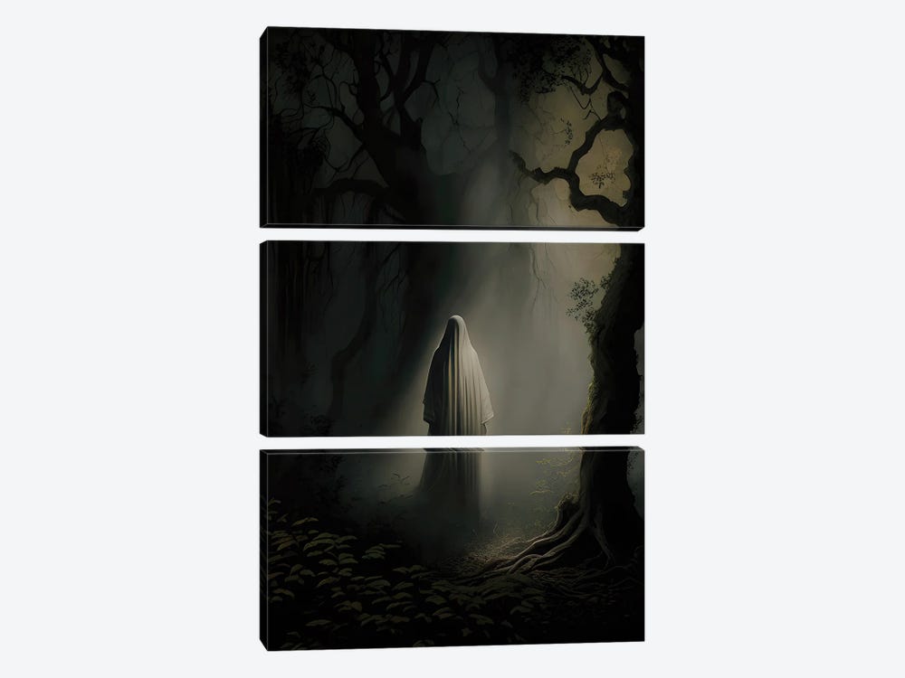 Ghost In The Forest By Moonlight by Bona Fidesa 3-piece Art Print