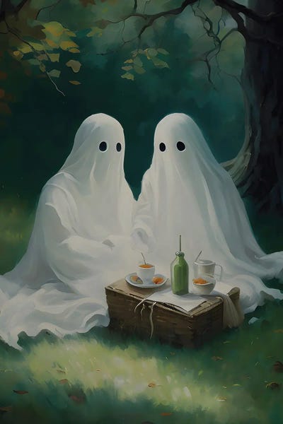 Ghost Couple Having A Picnic by Bona Fidesa framed wall art