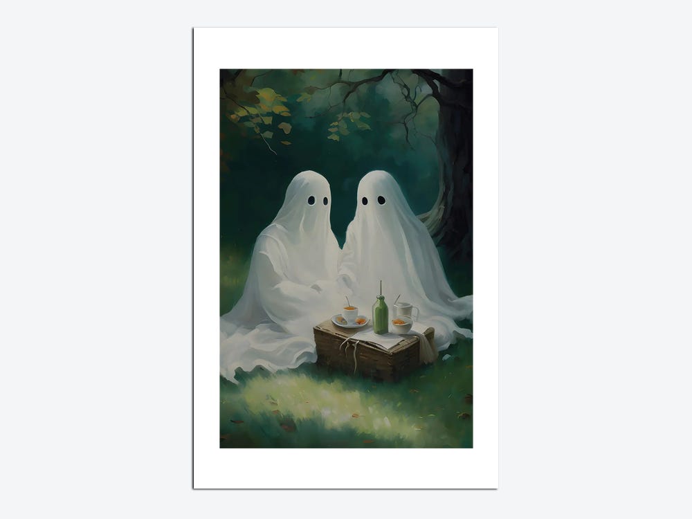 Cute Ghost Kid In Rain Dark Halloween Canvas Painting, Wall Art Decor -  Vintage Ghost Poster Halloween Gift