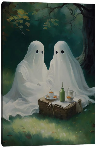 Ghost Couple Having A Picnic Canvas Art Print - Ghost Art