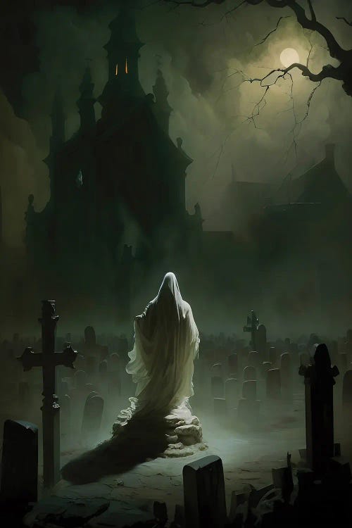 Ghost In The Graveyard By Moonlight