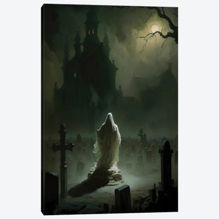 Ghost In The Graveyard By Moonlight Canvas Print #BFD632} by Bona Fidesa Canvas Art