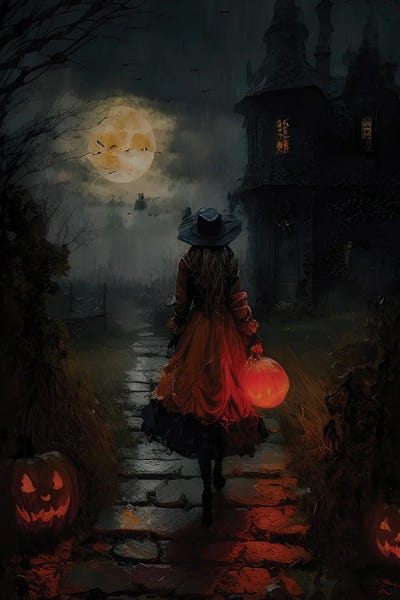 Halloween On A Moonlit Fall Night by Bona Fidesa art print