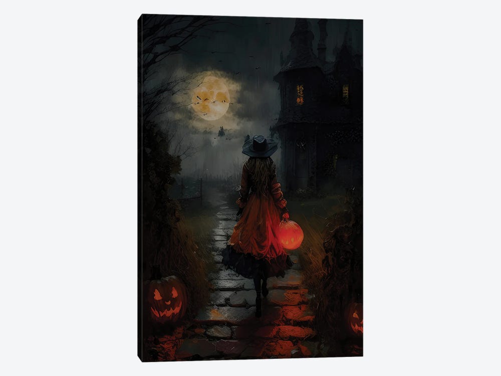 Halloween On A Moonlit Fall Night by Bona Fidesa 1-piece Canvas Wall Art