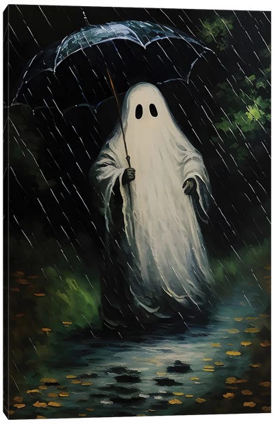 Ghost In The Rain Canvas Art Print - Ghost Art