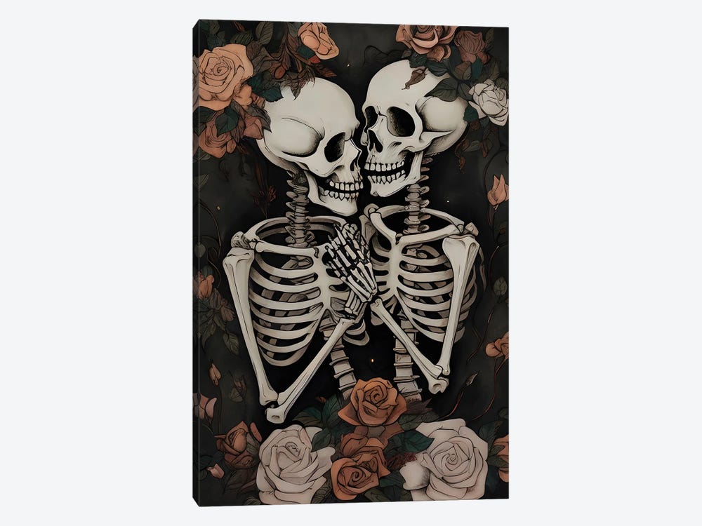 Gothic Romantic Skeleton Couple by Bona Fidesa 1-piece Canvas Art