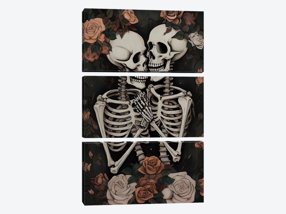 Gothic Romantic Skeleton Couple by Bona Fidesa 3-piece Canvas Art
