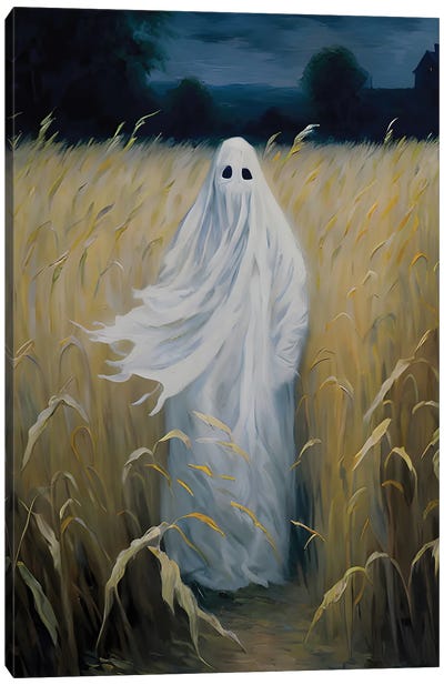 Ghost Standing In A Cornfield Canvas Art Print - Ghost Art