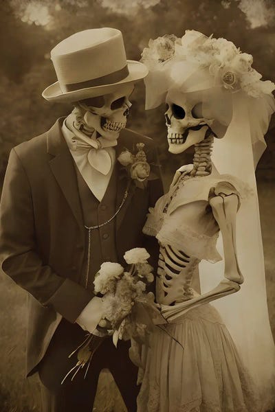 Romantic Skeleton Couple by Bona Fidesa canvas print