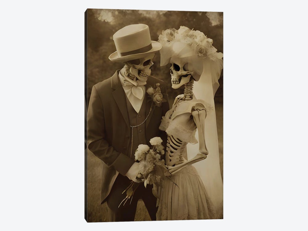 Romantic Skeleton Couple by Bona Fidesa 1-piece Art Print