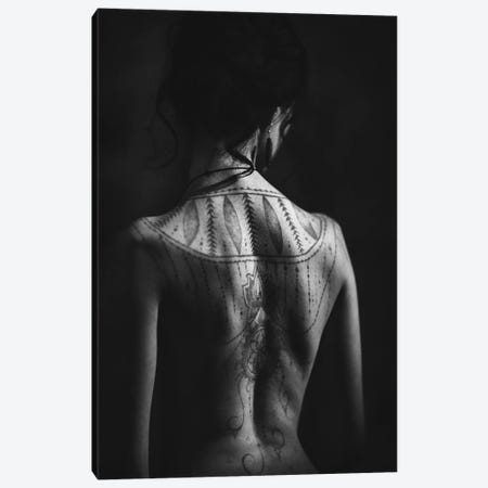 Portrait Of Woman With Back Tattoo Canvas Print #BFD84} by Bona Fidesa Canvas Artwork