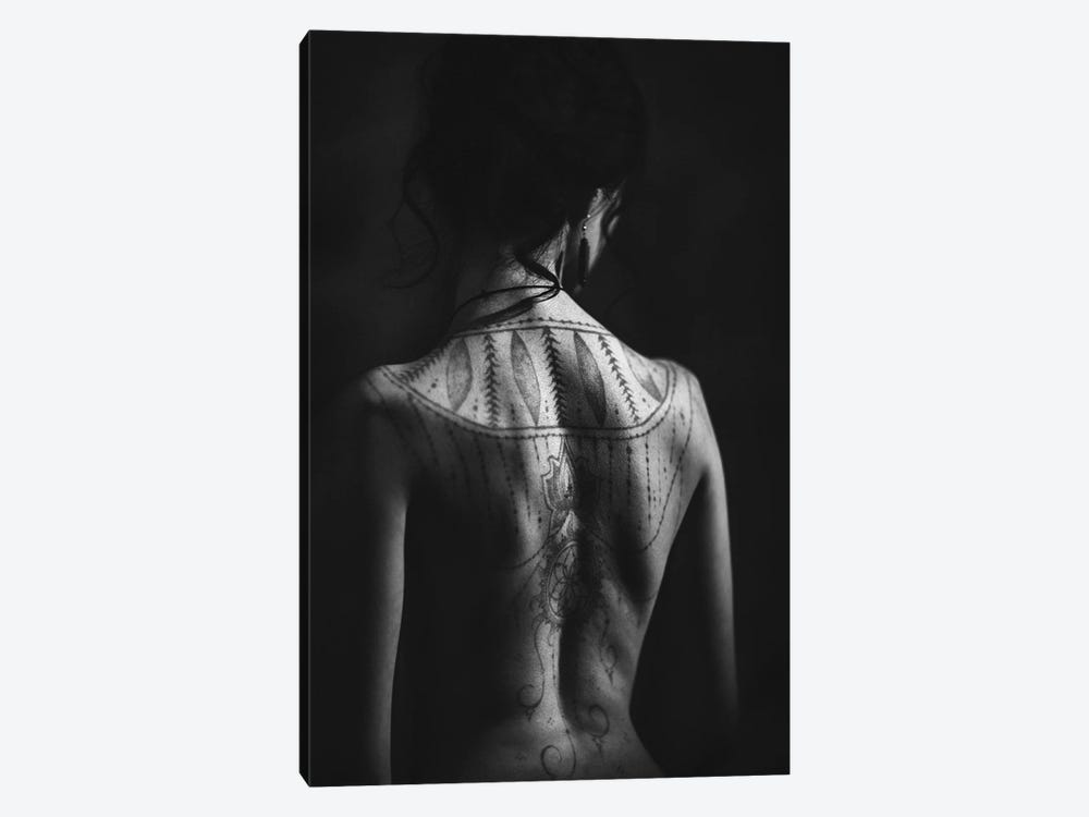 Portrait Of Woman With Back Tattoo by Bona Fidesa 1-piece Canvas Art Print