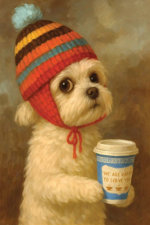 Coffee Lover Dog by Bona Fidesa wall art