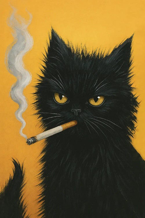 Black Cat Smoking A Cigarette
