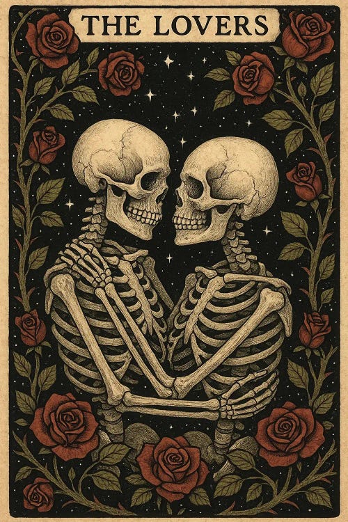 The Lovers Tarot Skeletons