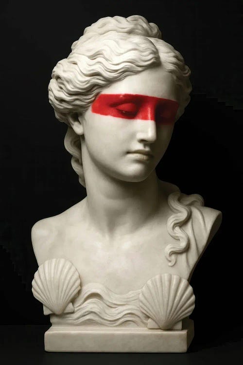 Marble Bust With Red Mask