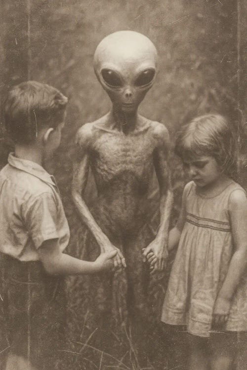 Alien With Childrens by Bona Fidesa wall art