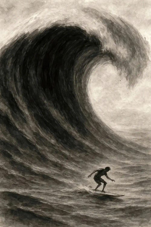 Surfer And Giant Wave