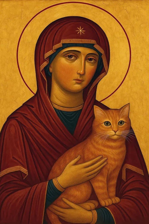 Icon Of Woman With Cat by Bona Fidesa wall art