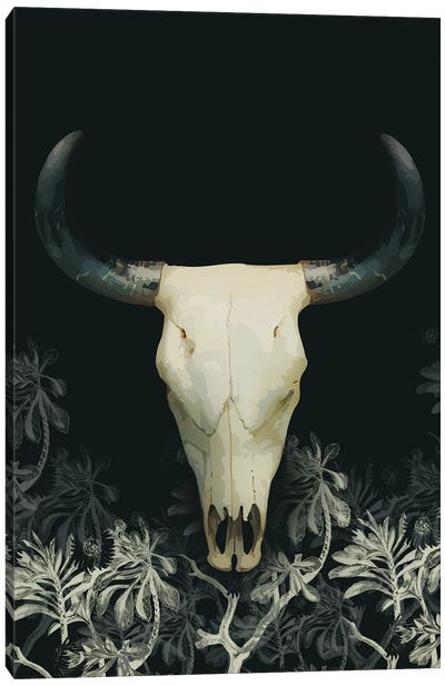 Bull Skull Collage Canvas Art Print - Bull Art