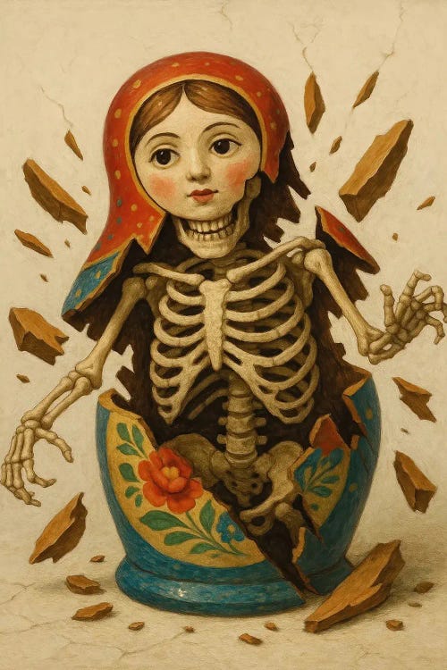 Broken Matryoshka Skeleton by Bona Fidesa wall art