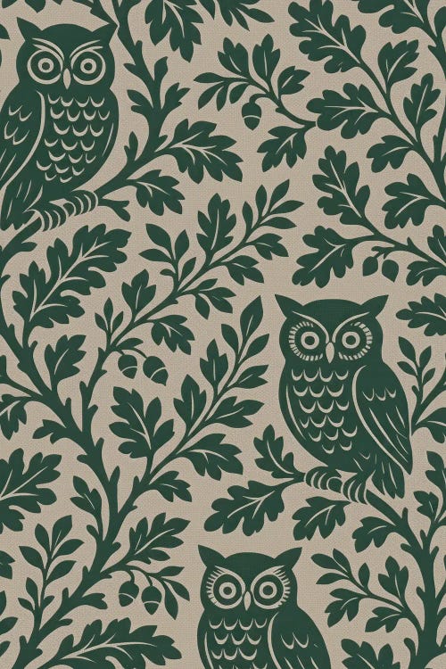 Owl Pattern Botanical Print by Bona Fidesa wall art