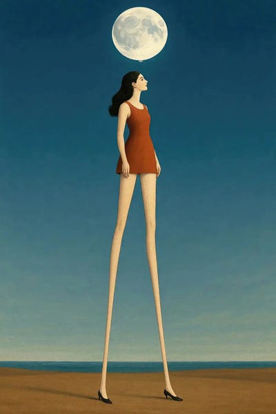 Surreal Woman Under Moon by Bona Fidesa framed wall art