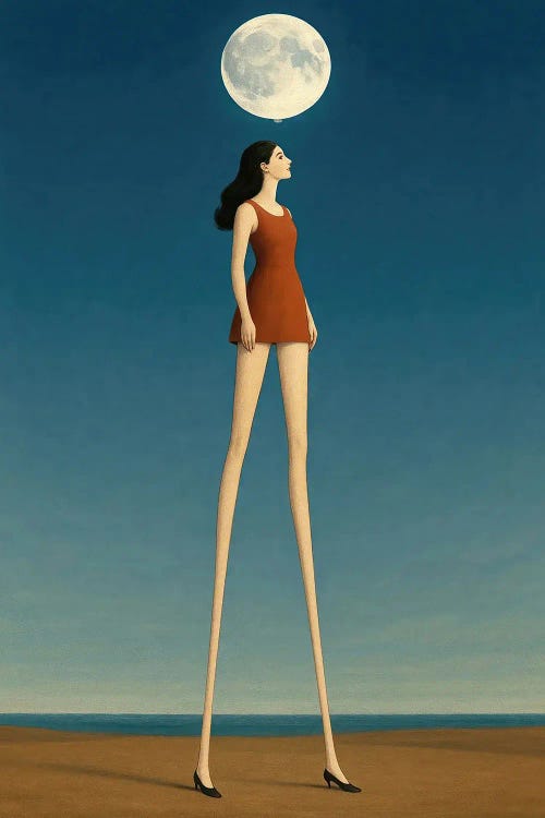 Surreal Woman Under Moon