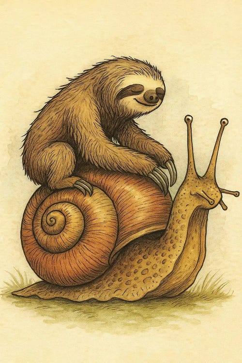 Sloth Riding A Snail