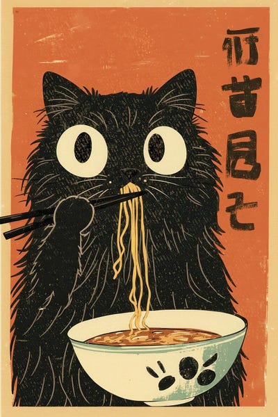 Ramen Cat by Bona Fidesa framed canvas print