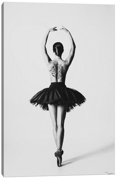 Back Tattooed Ballerina Portrait Canvas Art Print - Dance Art
