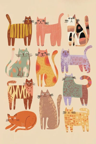 Colorful Cat Collection by Bona Fidesa framed canvas print