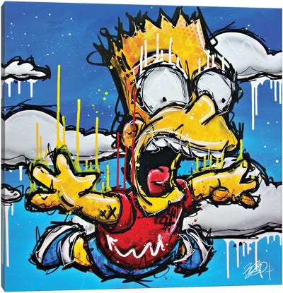 Falling Simpson Canvas Art Print - Bart Simpson