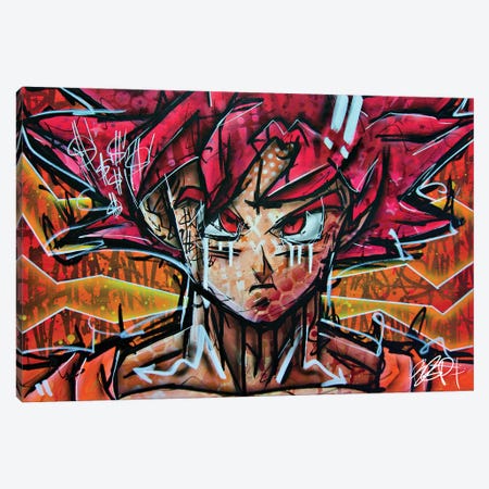 Goku SS God Canvas Print #BGC36} by Brian Garcia Canvas Art Print