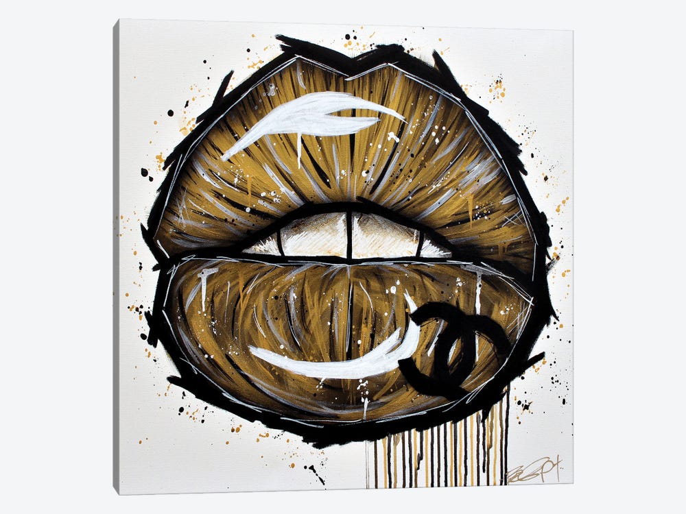 Gold Chanel Lips by Brian Garcia 1-piece Canvas Artwork
