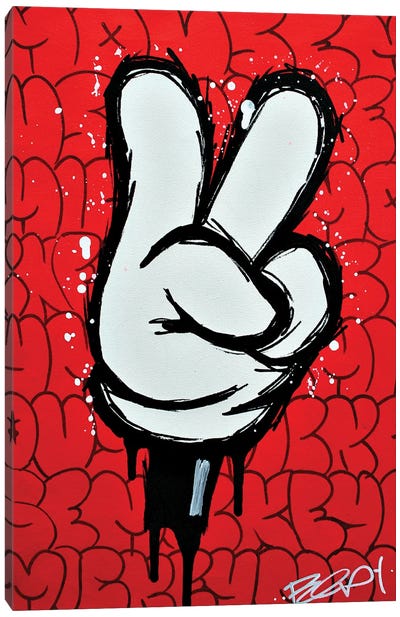 Mickey Deuce Canvas Art Print - Black, White & Red Art