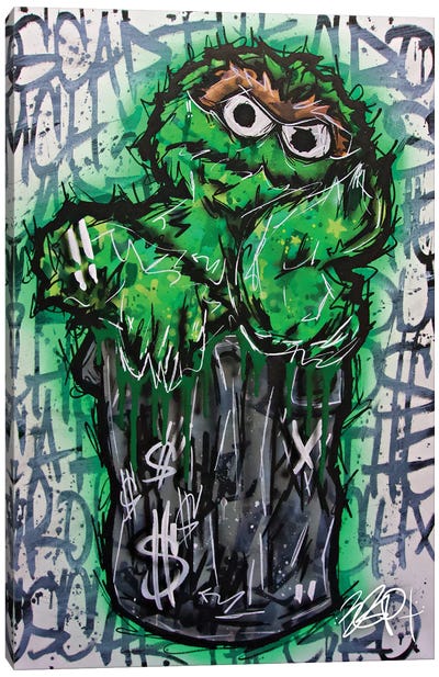 Oscar The Grouch Canvas Art Print - Kids TV Show Art