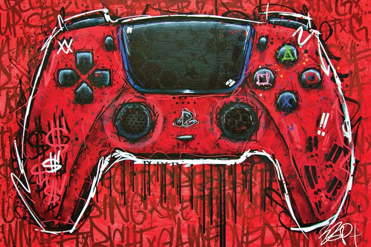 PS5 Red Remote Canvas Art by Brian Garcia