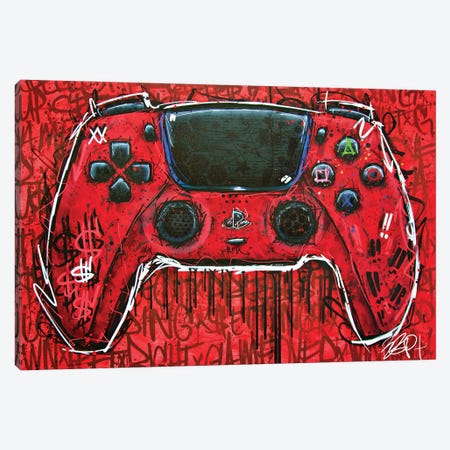 PS5 Red Remote Canvas Print #BGC67} by Brian Garcia Canvas Artwork