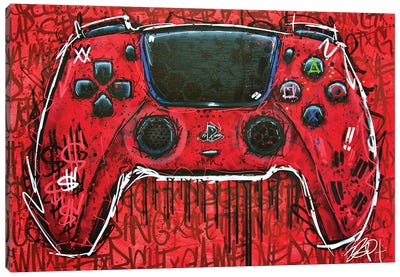 PS5 Red Remote Canvas Art Print - Limited Edition Video Game Art