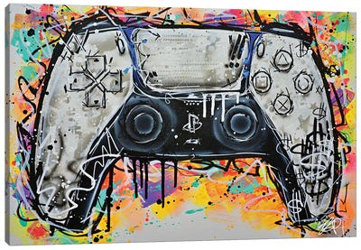 PS5 White Remote Canvas Art Print - Art Gifts for Kids & Teens