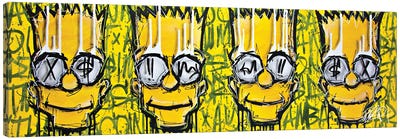Bart Faces Canvas Art Print - Black, White & Yellow Art