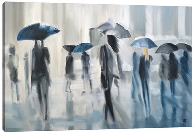 Rainy Street Canvas Art Print - Blending In
