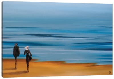 Couple By The Sea Canvas Art Print - Blending In