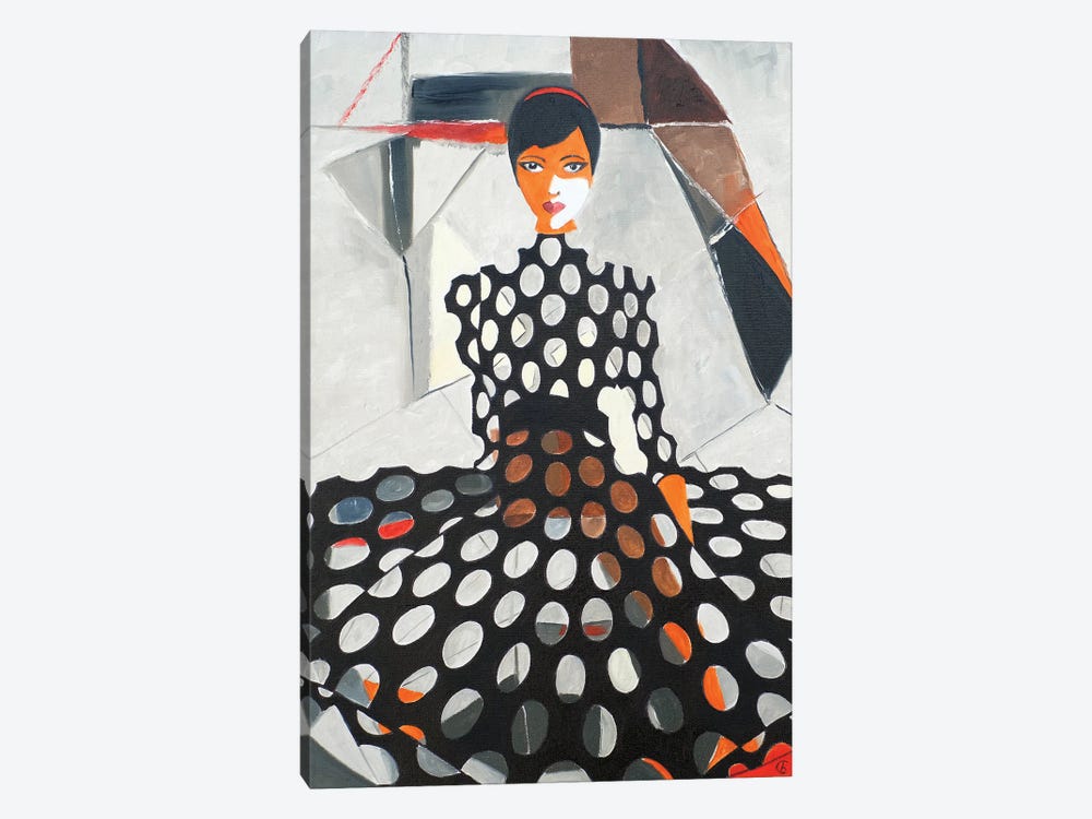 Woman In Polka Dot Dress by Svetlana Bagdasaryan 1-piece Canvas Art Print