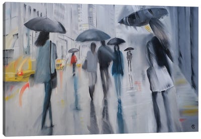Rain In New York Canvas Art Print - Strolls in the City
