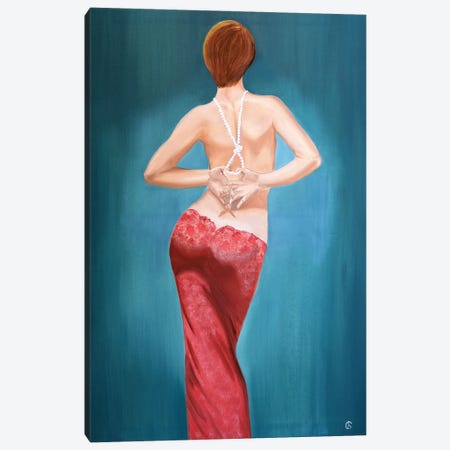 Woman With The Pearls Canvas Print #BGD35} by Svetlana Bagdasaryan Canvas Wall Art